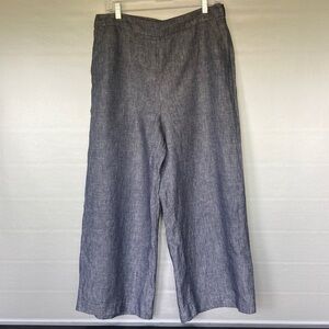 Halogen Blue Linen High-rise Wide legs Pants Size 12